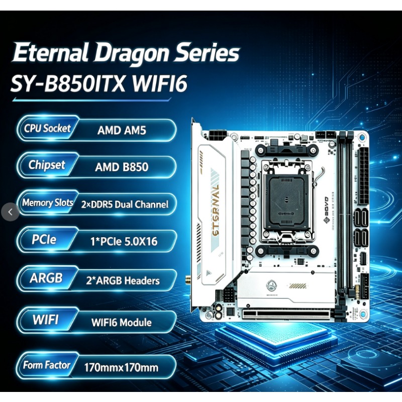 Ddr5 64Gb - SY- B850ITX WIFI6 AMD Anakart AMD